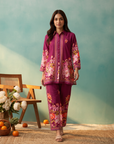 Plum Petals Floral Printed Cord Set