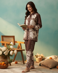 Mocha Magnolia Floral Printed Cord Set