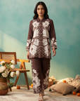 Mocha Magnolia Floral Printed Cord Set