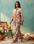 White Azure Vine Printed Cord Set