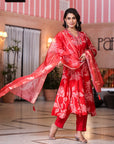 Red elegance floral suit set