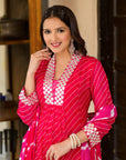 Rani Pink lehariya suit set