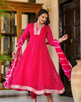 Rani Pink lehariya suit set