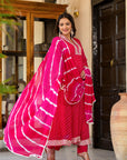 Rani Pink lehariya suit set