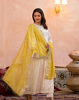 Pearl white bandhej suit set (Mustard)