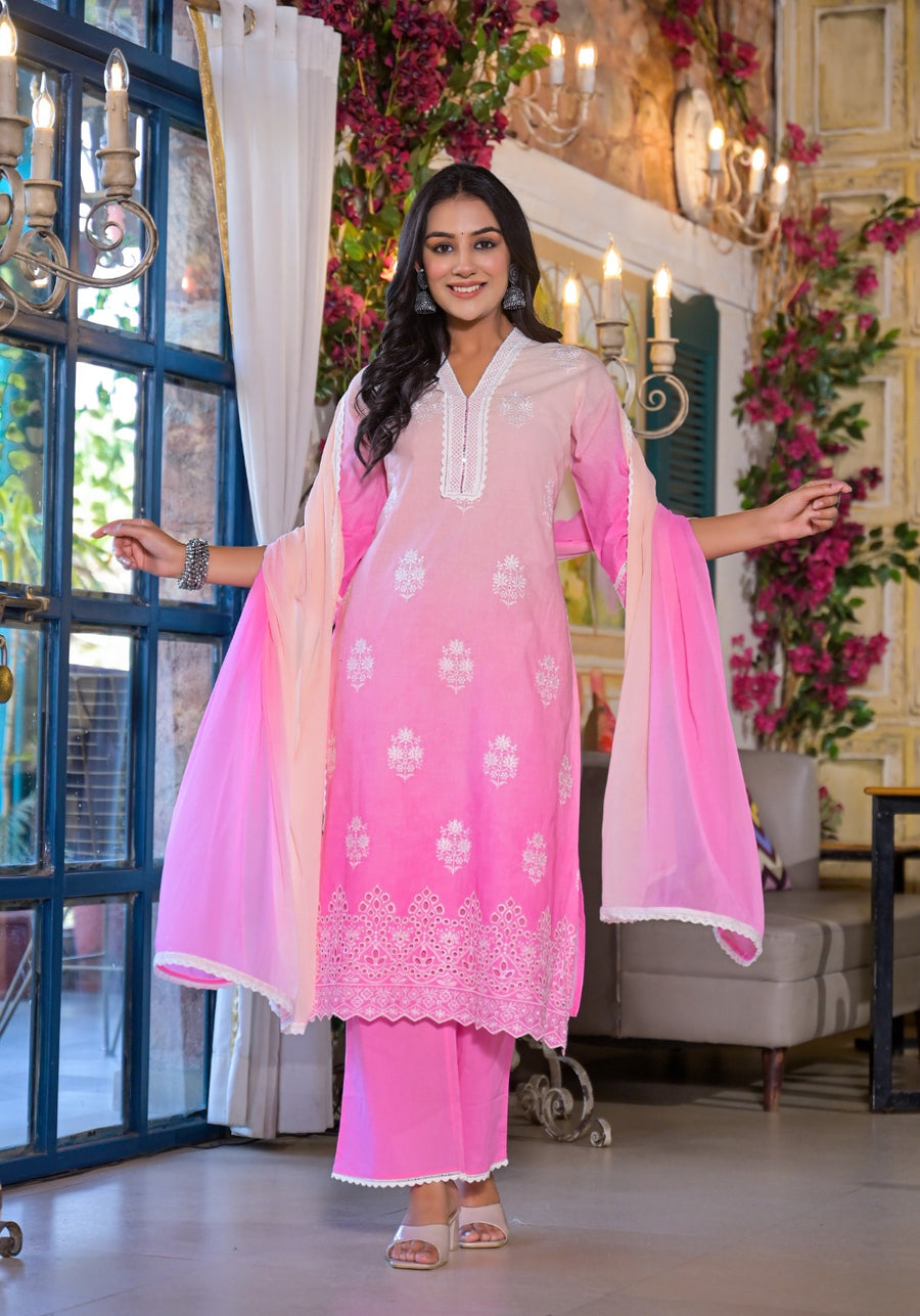 Baby pink ombre suit set