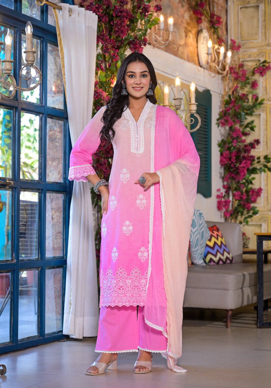 Baby pink ombre suit set