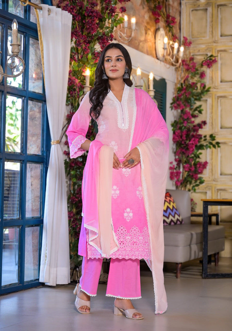 Baby pink ombre suit set