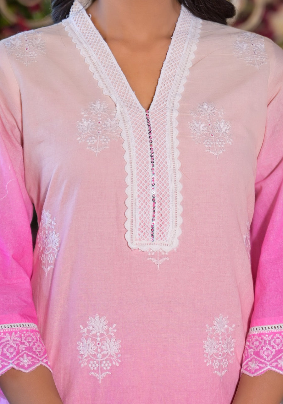 Baby pink ombre suit set