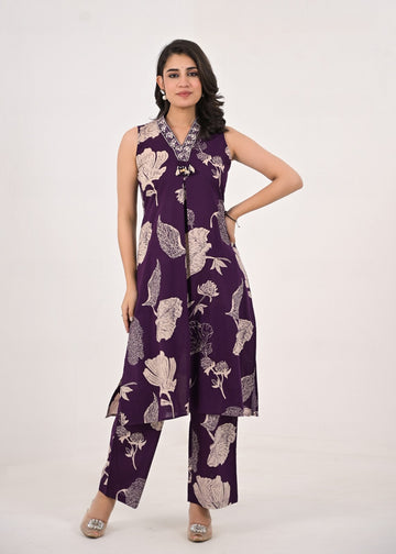 Mulberry purple floral coord set