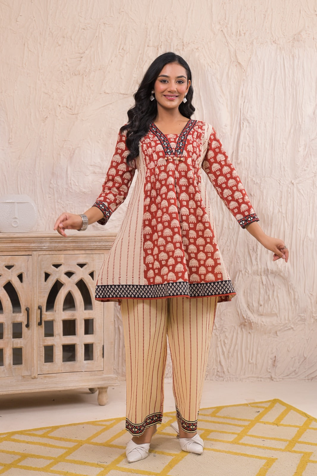 Brick red booti coord set