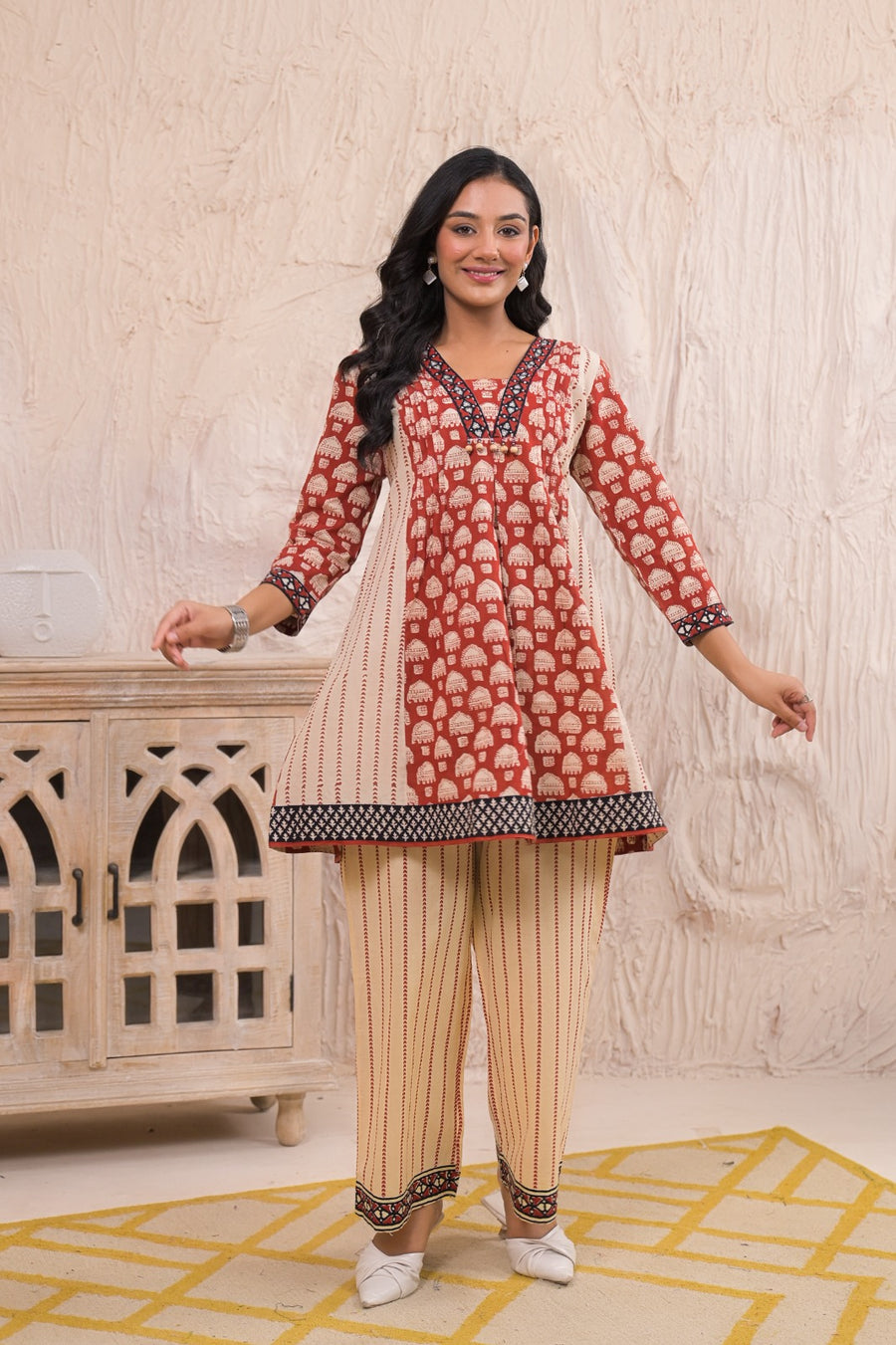Brick red booti coord set