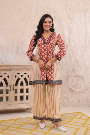 Brick red booti coord set