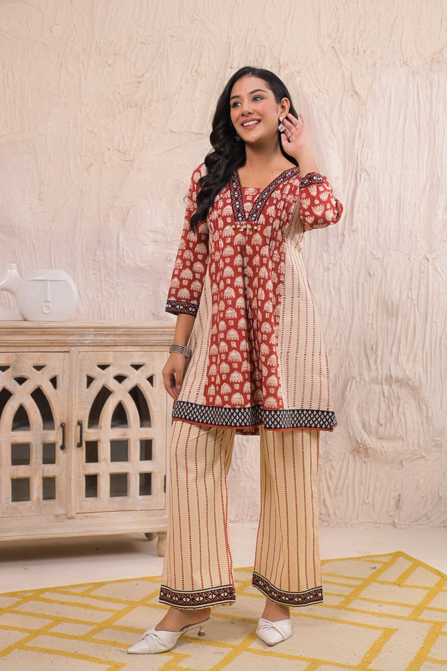 Brick red booti coord set