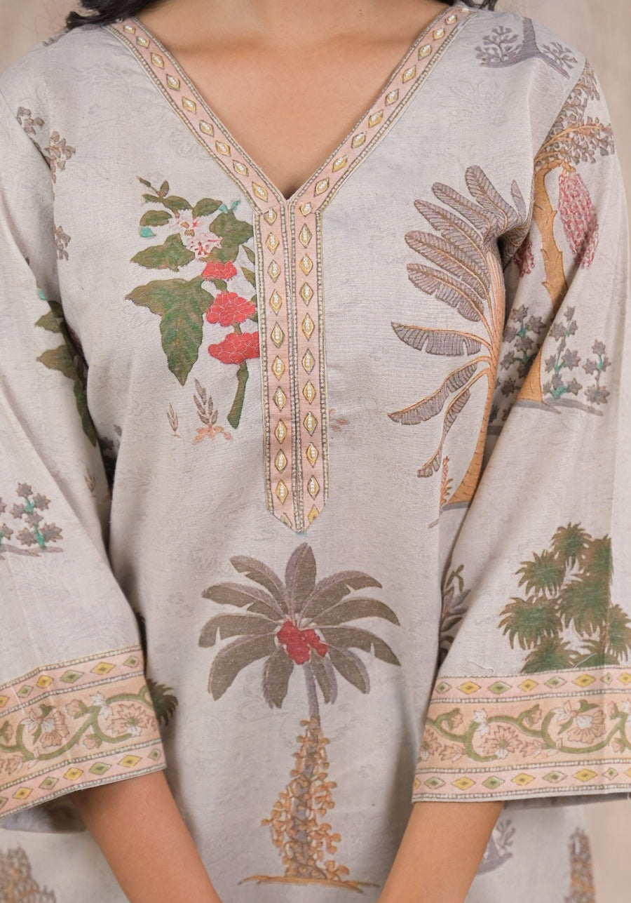 Grey mustard floral co-ord set