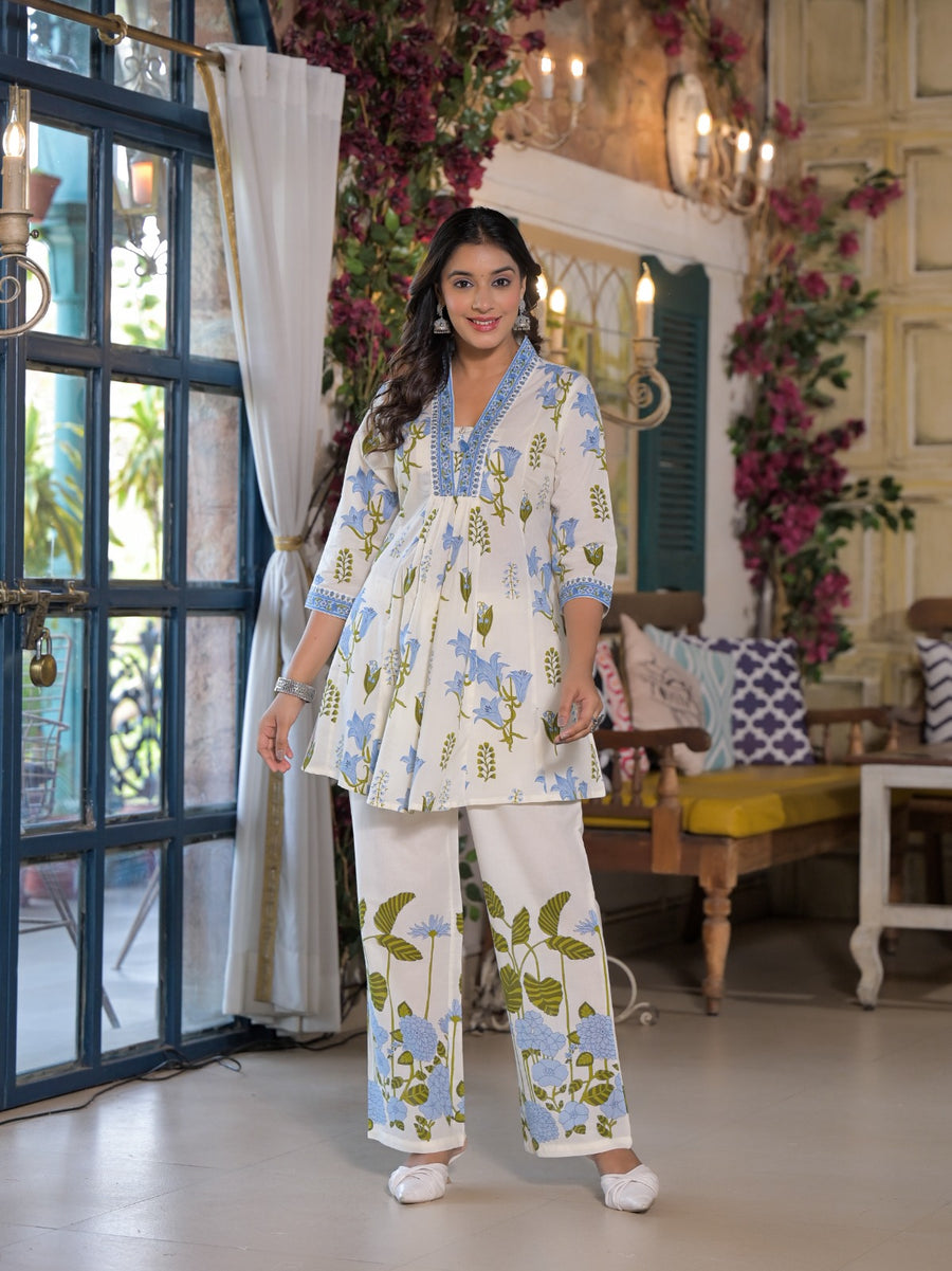 Powder blue floral coord set