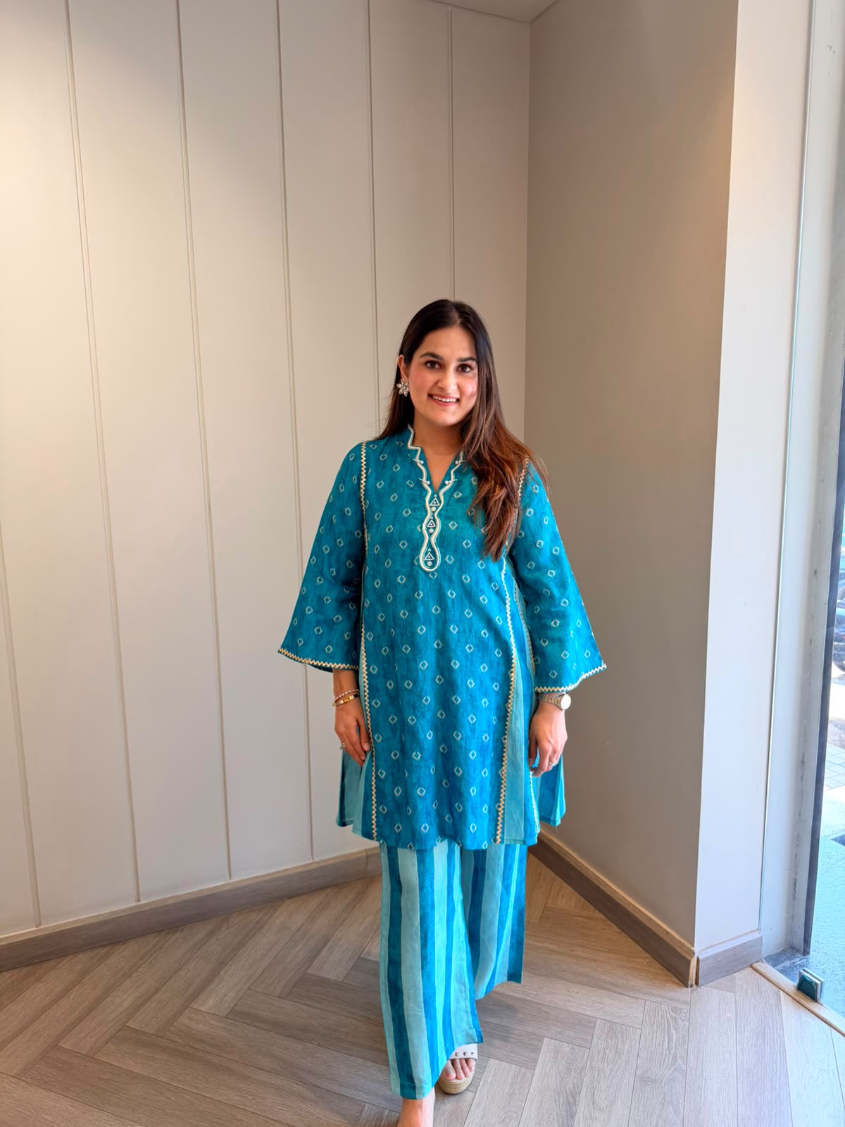 Aqua Noor Strips Co-ord Set