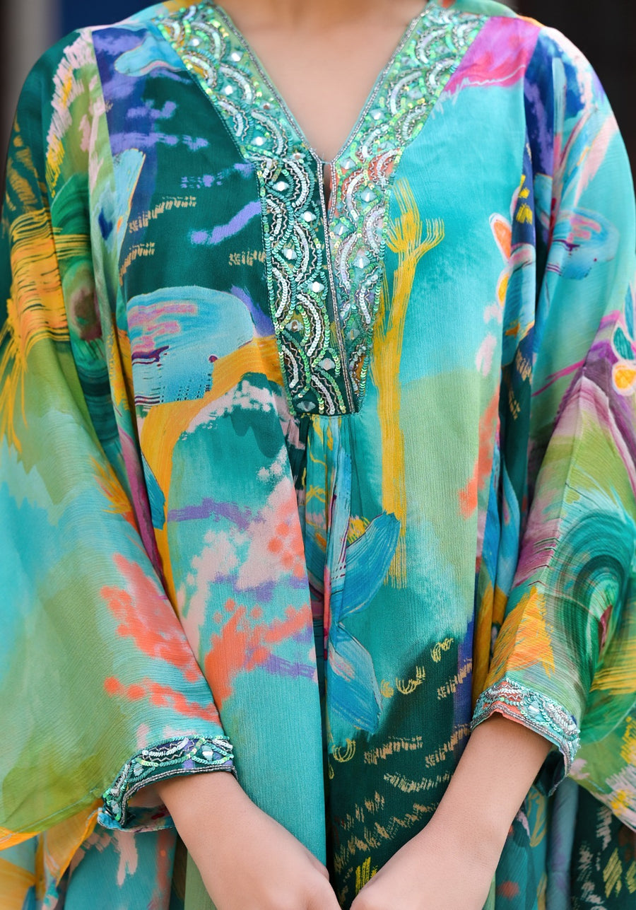 Green Forest Kaftan Co-ord SET