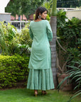 Pistachio green Embroidered kurta set