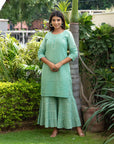 Pistachio green Embroidered kurta set