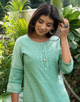 Pistachio green Embroidered kurta set