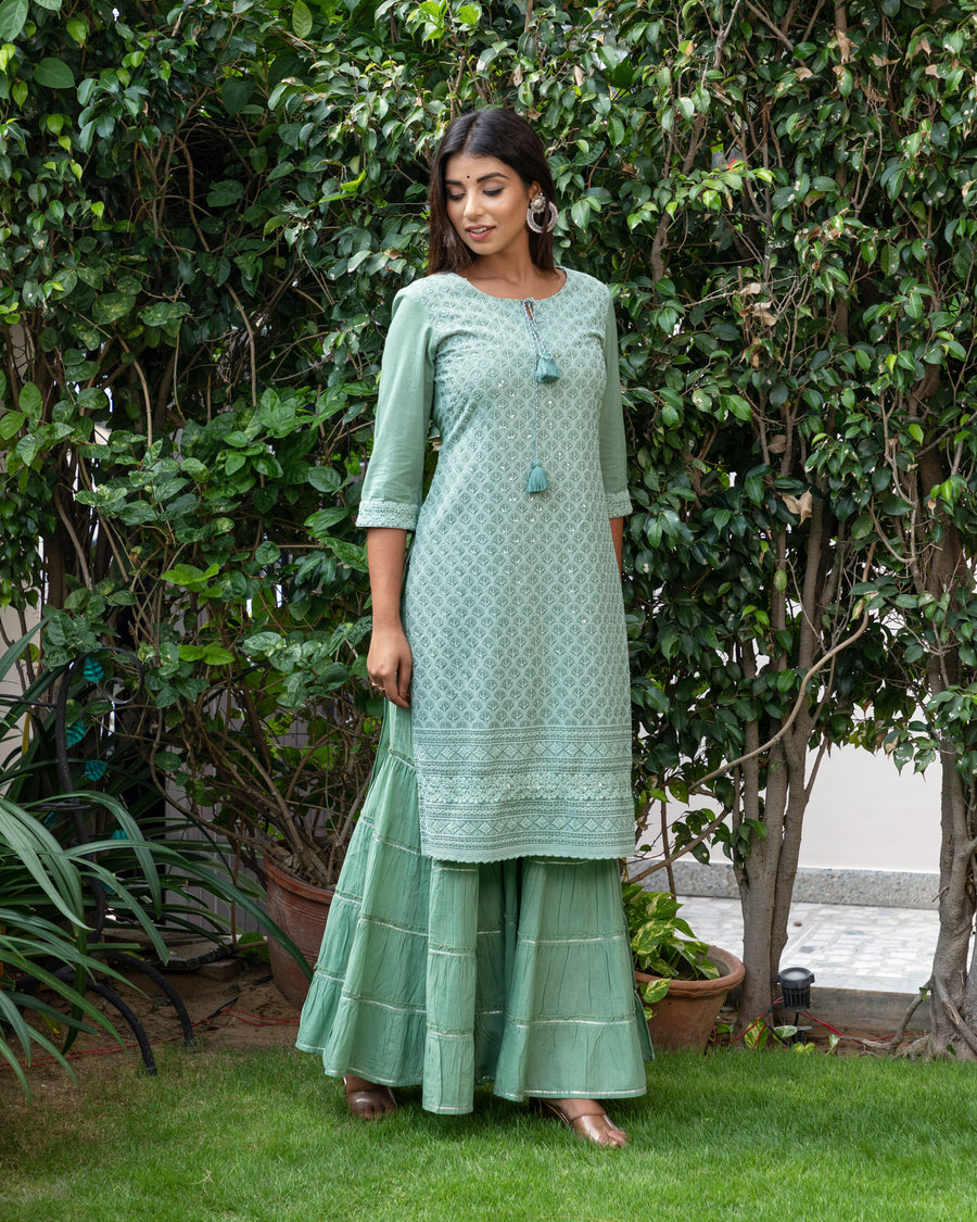 Rich lime green kurta set