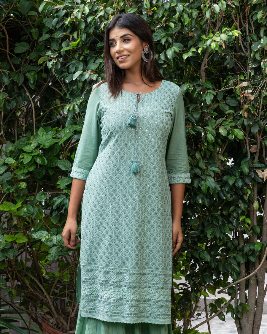 Rich lime green kurta set