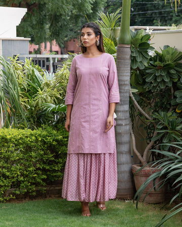 Lilac purple  dainty kurta set