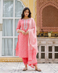 Cerise pink floral suit set