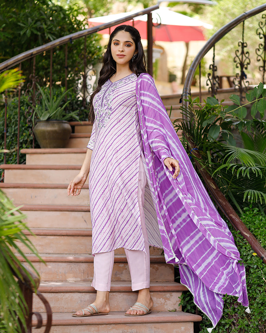 Lavender lehariya suit set