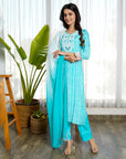 Beaming blue muslin suit set