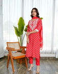 Red floral soothing suit set