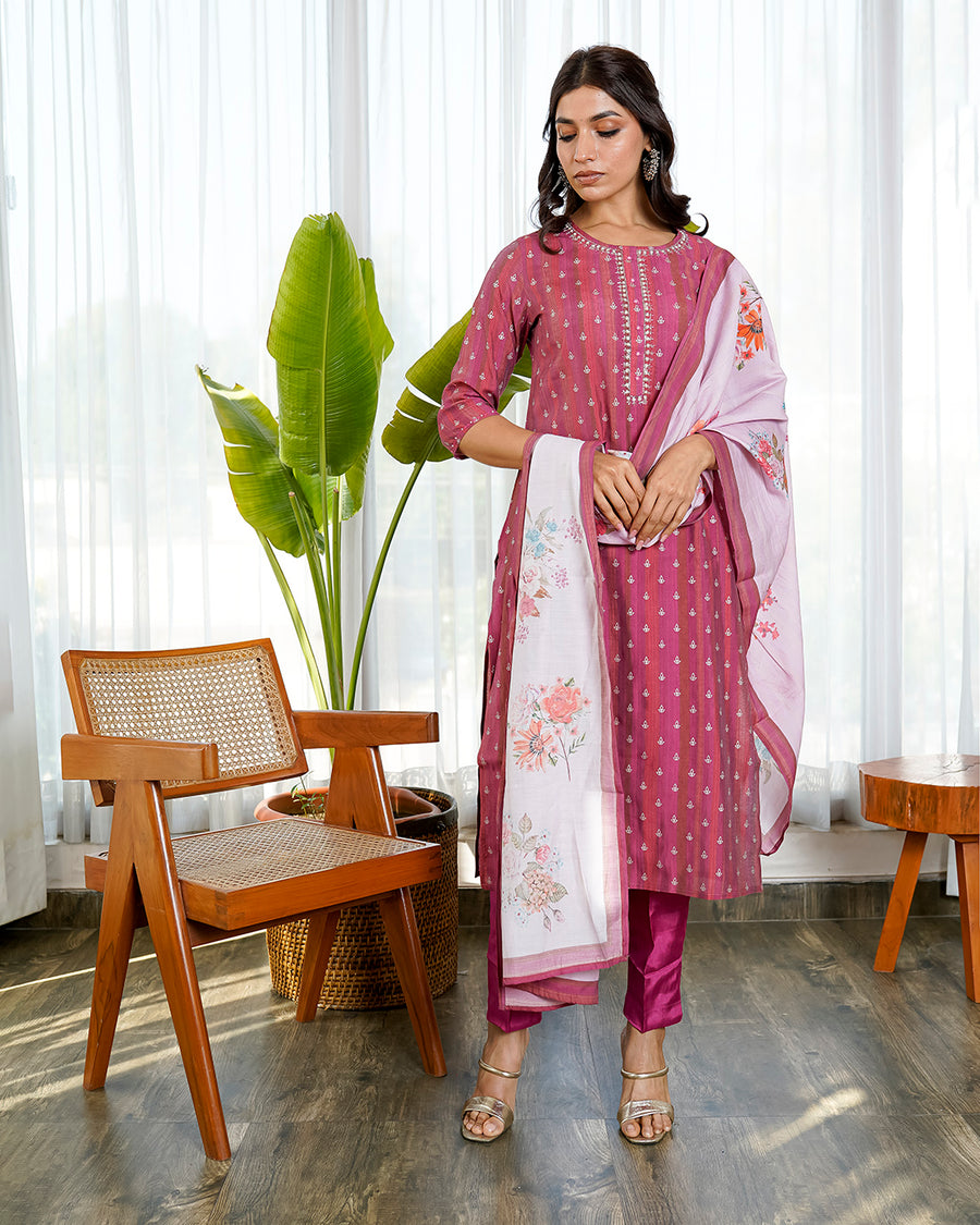 Flashing Rose pink  suit set