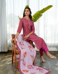 Flashing Rose pink  suit set