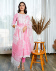 Winsome Pink high-slit suit set