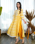 Yellow Misty high-slit suit set