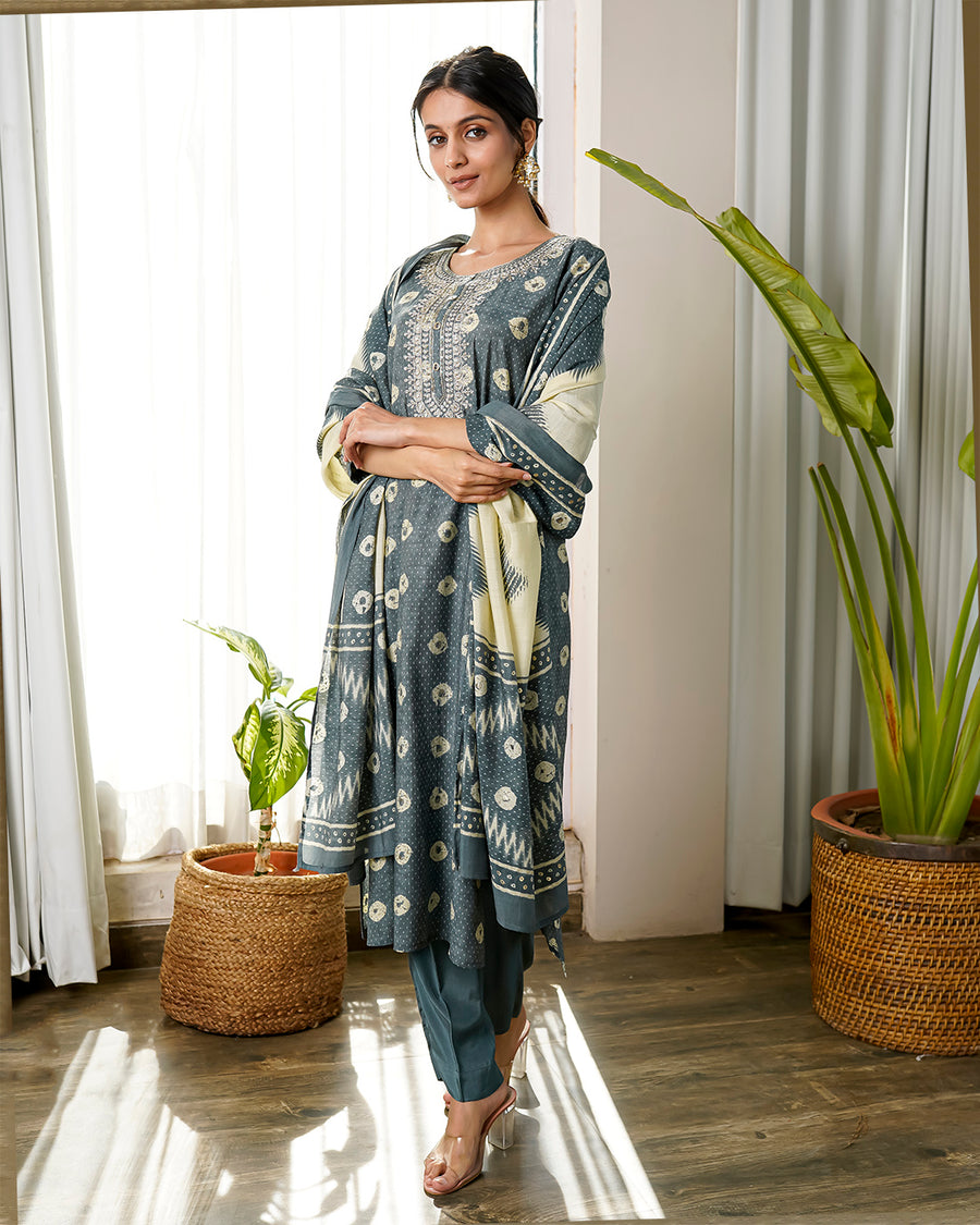 Charcoal grey adaa suit set