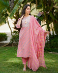 Onion pink lehariya suit set