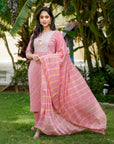 Onion pink lehariya suit set