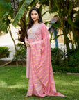 Onion pink lehariya suit set