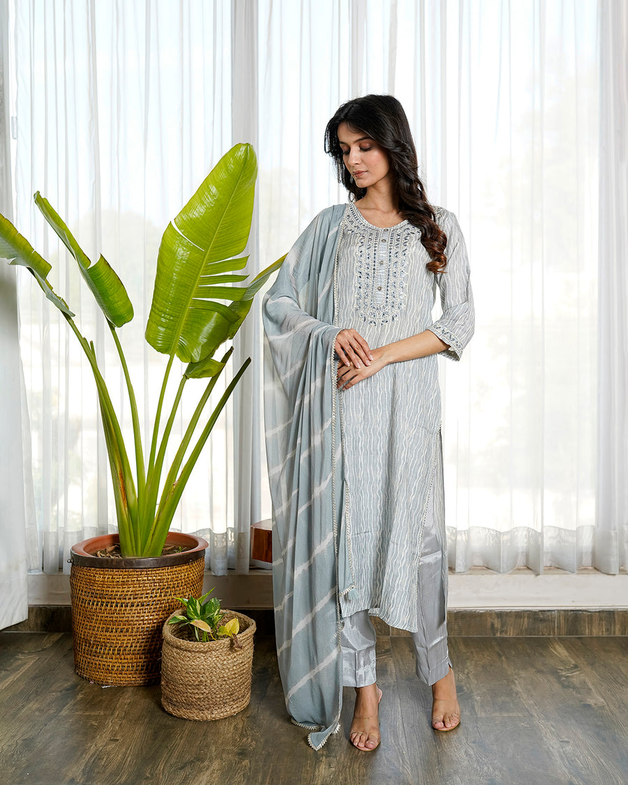 Fairly grey muslin suit set