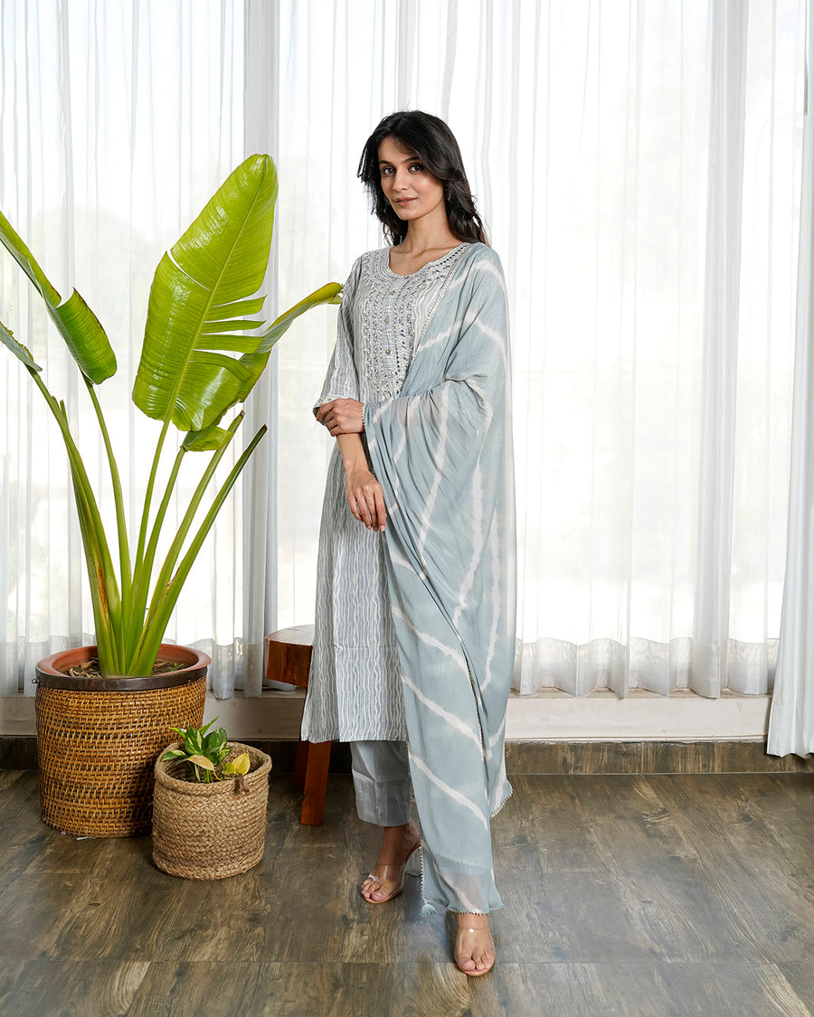 Fairly grey muslin suit set